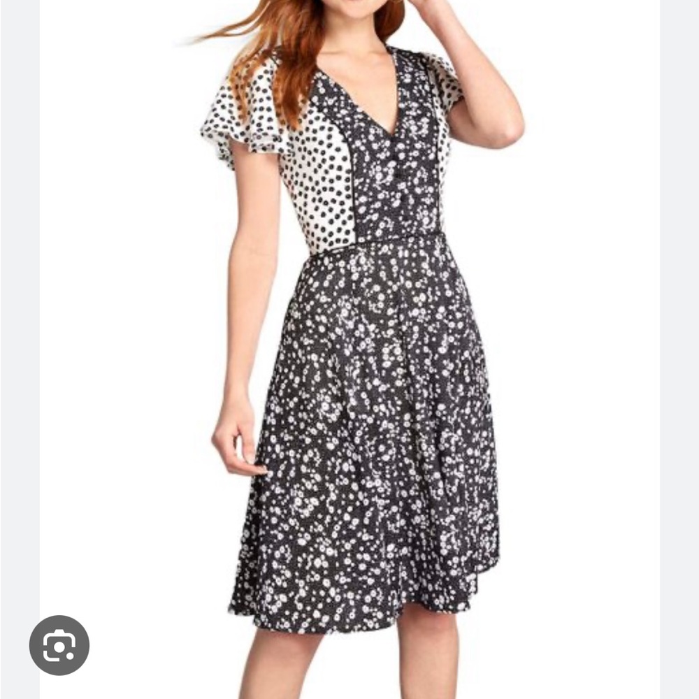 ModCloth black and white micro floral dress size 2